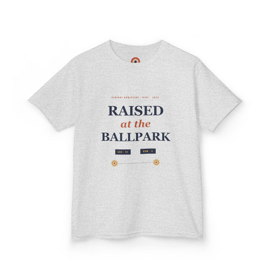 Raised at the Ballpark Kids Tee — Baseball & Softball Sibling Shirt