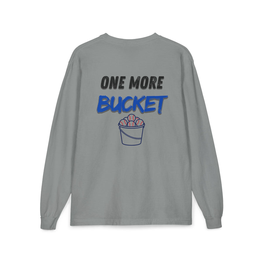 One More Bucket Adult Long Sleeve Baseball Shirt | Baseball Practice Tee | Baseball Lifestyle Long Sleeve