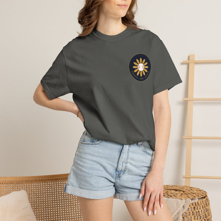 Dugouts and Daisies Front Logo Unisex Garment-Dyed T-shirt