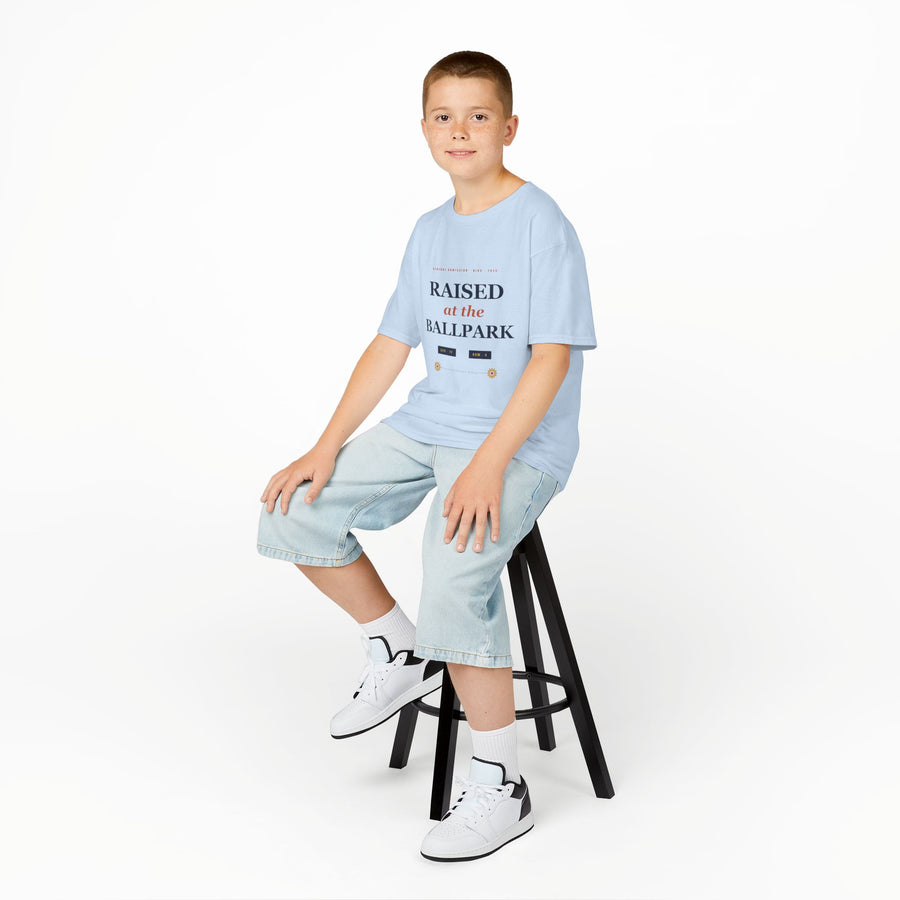 Raised at the Ballpark Kids Tee — Baseball & Softball Sibling Shirt