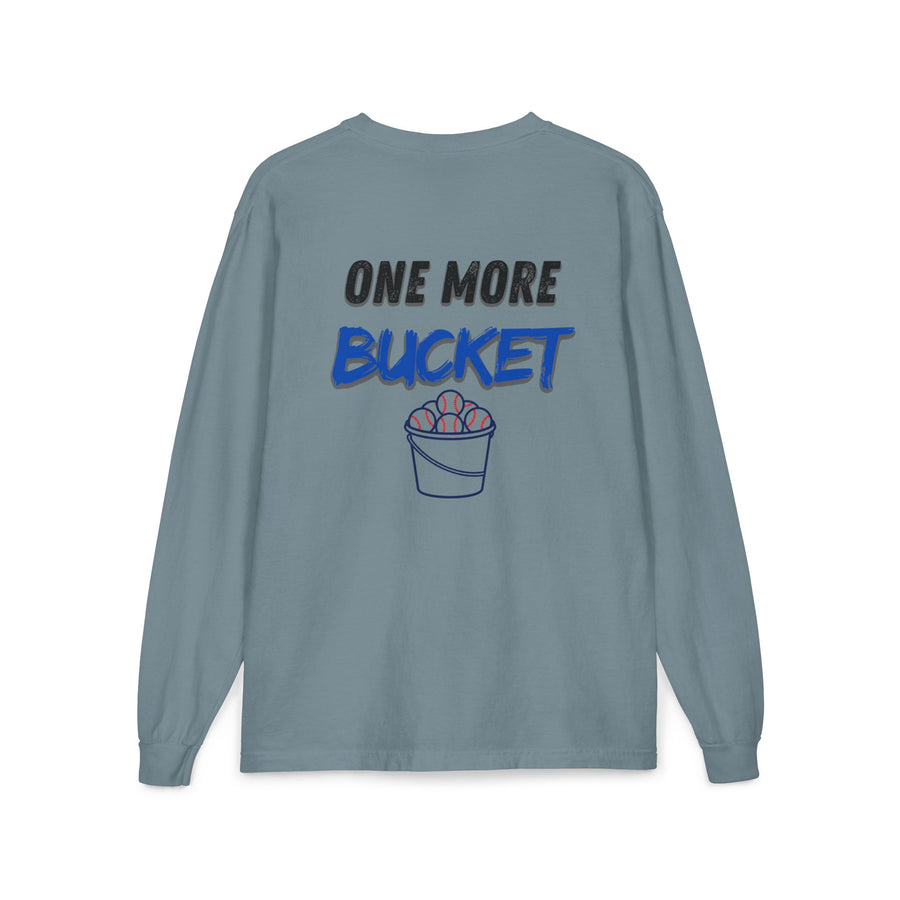 One More Bucket Adult Long Sleeve Baseball Shirt | Baseball Practice Tee | Baseball Lifestyle Long Sleeve