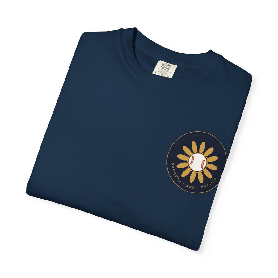 Dugouts and Daisies Front Logo Unisex Garment-Dyed T-shirt