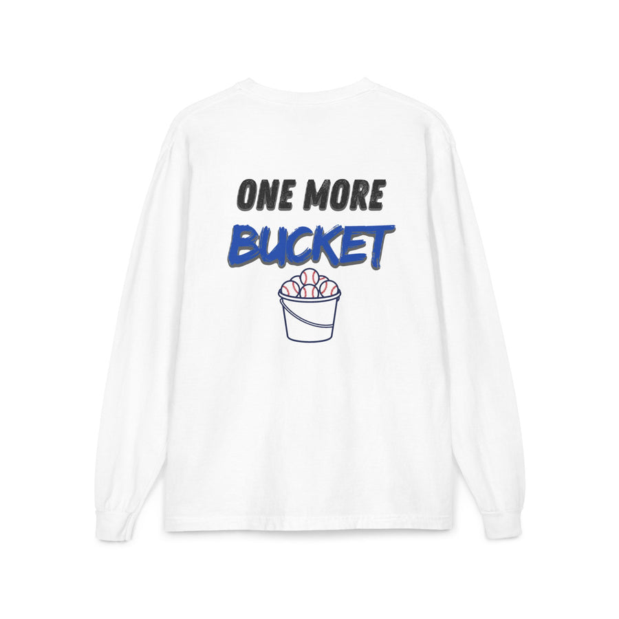 One More Bucket Adult Long Sleeve Baseball Shirt | Baseball Practice Tee | Baseball Lifestyle Long Sleeve