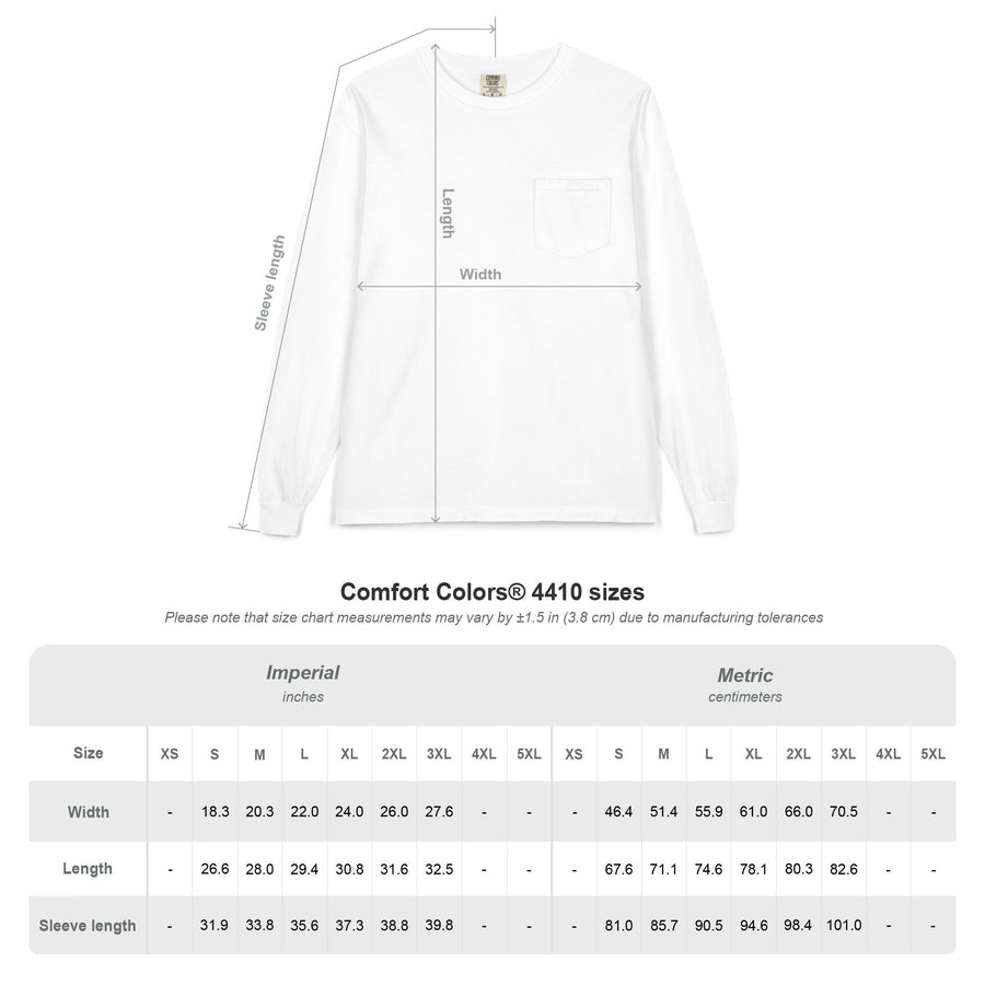Long Sleeve Pocket Tee — Retro Daisy Pocket Graphic