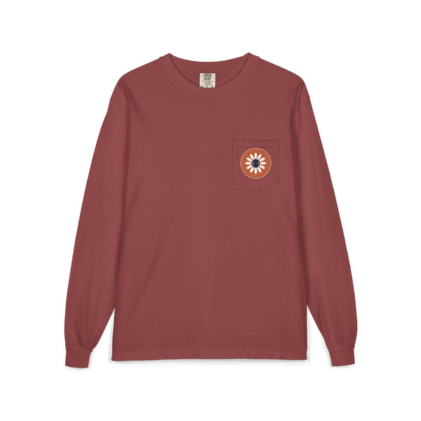 Long Sleeve Pocket Tee — Retro Daisy Pocket Graphic