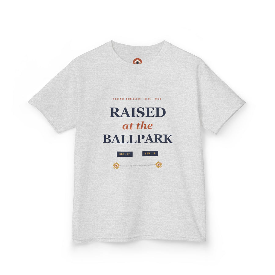Raised at the Ballpark Kids Tee — Baseball & Softball Sibling Shirt