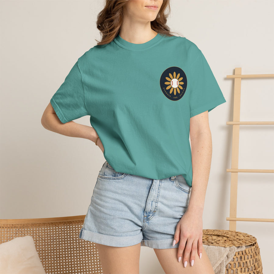 Dugouts and Daisies Front Logo Unisex Garment-Dyed T-shirt