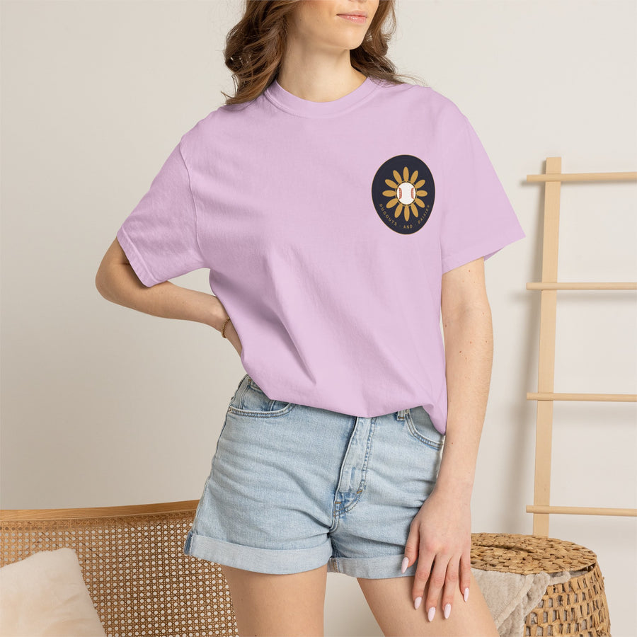 Dugouts and Daisies Front Logo Unisex Garment-Dyed T-shirt