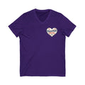 Baseball Mom V‑Neck Tee — Heart Logo Short Sleeve Shirt