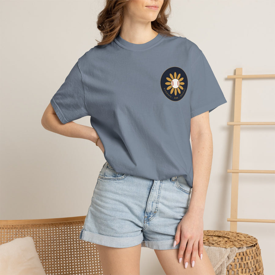 Dugouts and Daisies Front Logo Unisex Garment-Dyed T-shirt