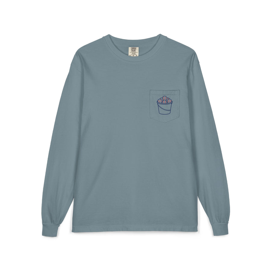 One More Bucket Adult Long Sleeve Baseball Shirt | Baseball Practice Tee | Baseball Lifestyle Long Sleeve
