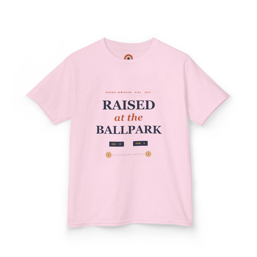 Raised at the Ballpark Kids Tee — Baseball & Softball Sibling Shirt
