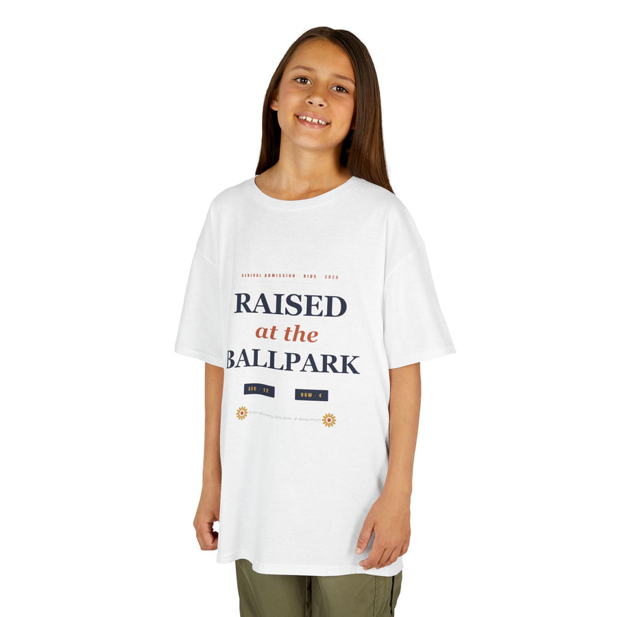 Raised at the Ballpark Kids Tee — Baseball & Softball Sibling Shirt