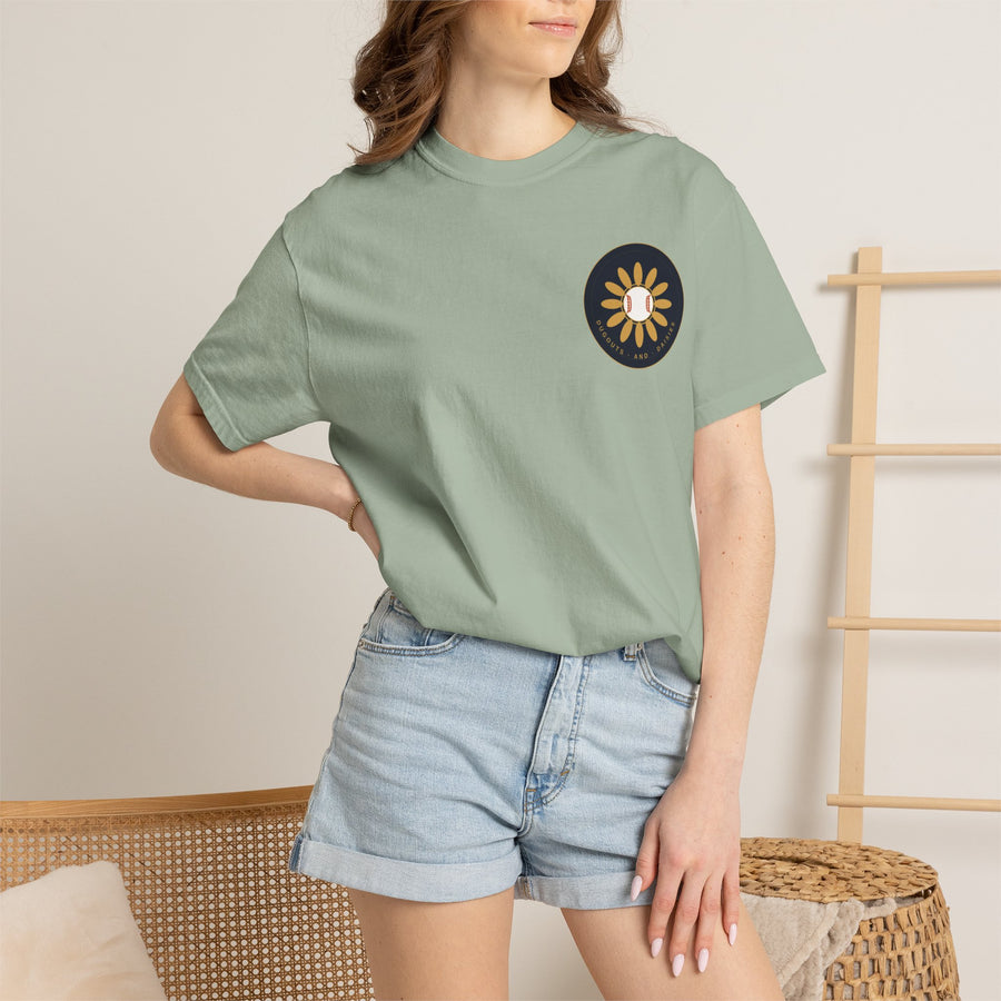 Dugouts and Daisies Front Logo Unisex Garment-Dyed T-shirt