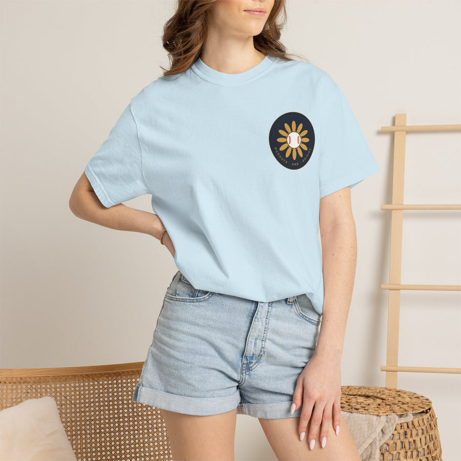 Dugouts and Daisies Front Logo Unisex Garment-Dyed T-shirt